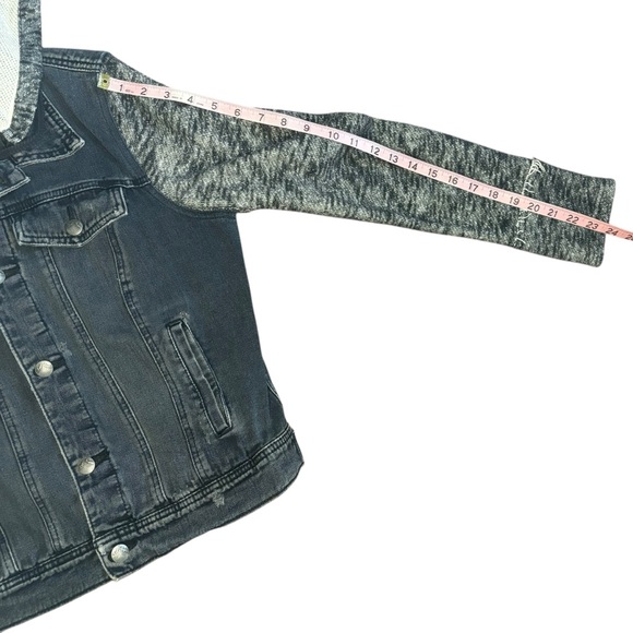 Free People Mixed Media Hooded Denim Jacket– Size M - Picture 10 of 10